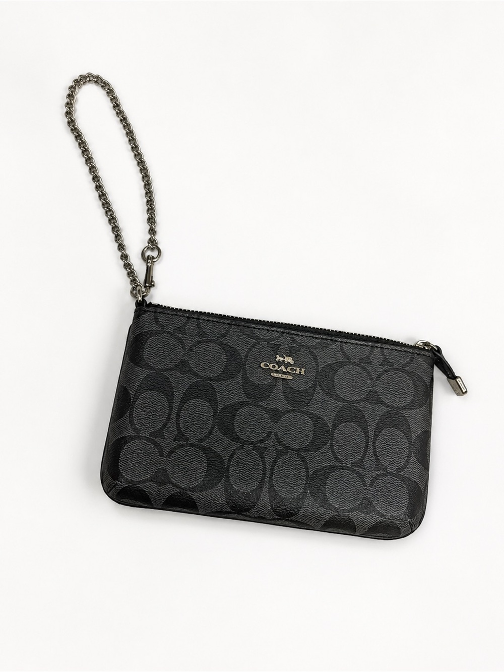 Coach Black Signature Chain Wristlet